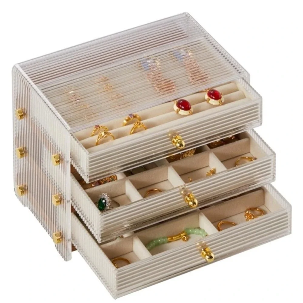 Kaotgot 3 Layer Jewelry Box/Organizer w/ Acrylic, Multi-Function Storage Box NEW